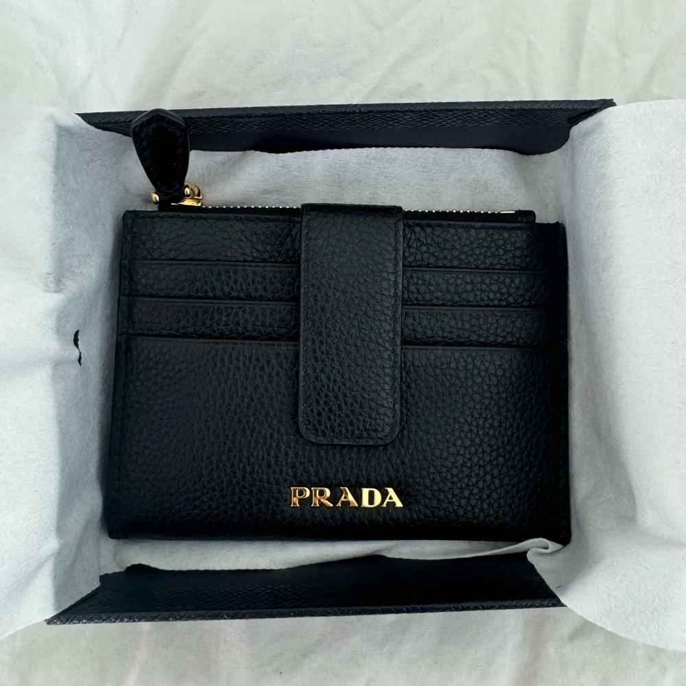 Prada Black Leather Card Holder BNWT